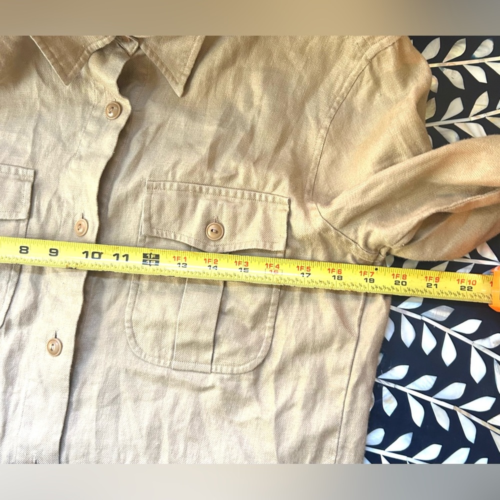 Lauren‎ Ralph Lauren Linen Safari Shirt Beige Utility Button Up Size 8 - Picture 8 of 10